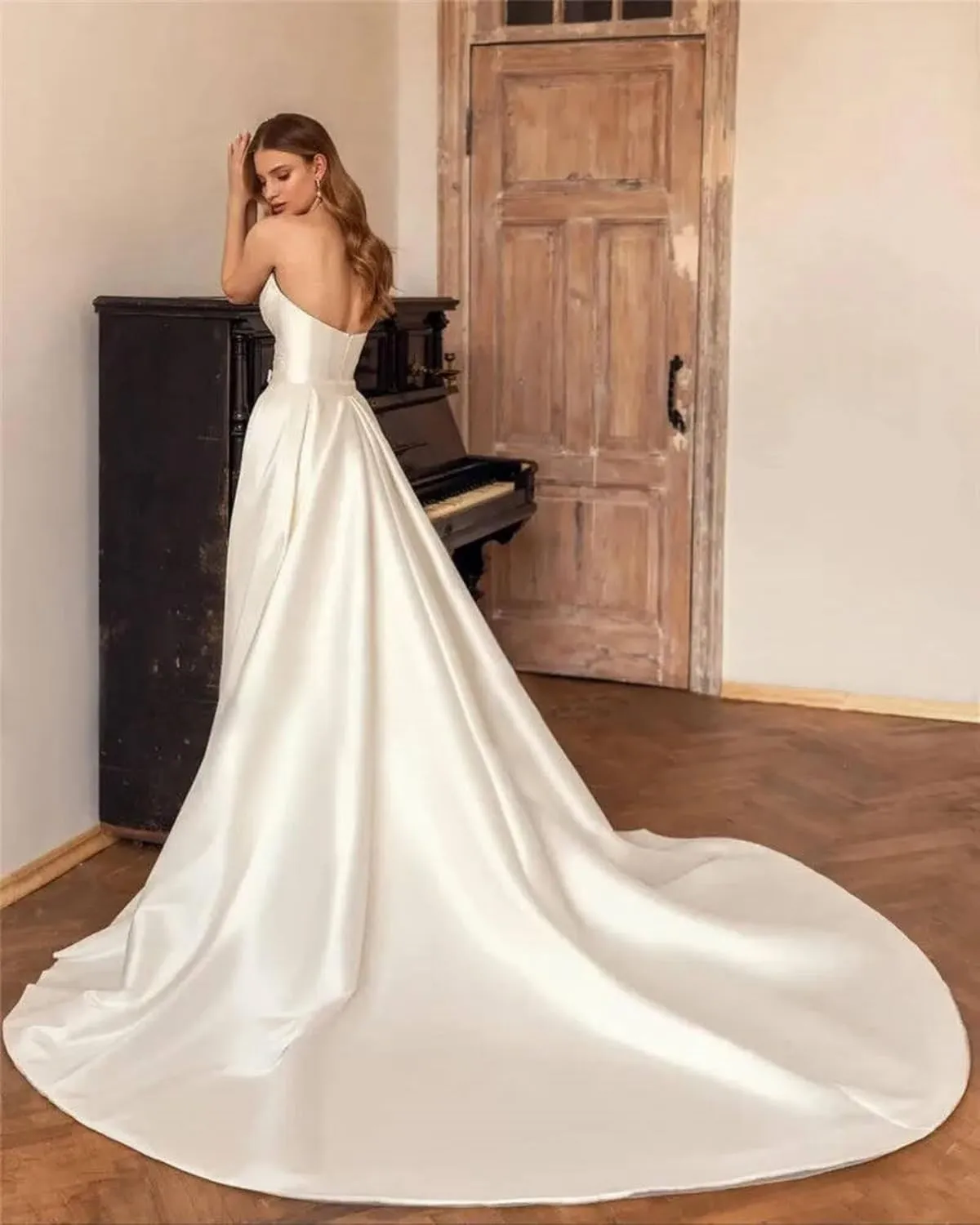 2 Pieces Wedding Dresses for Bride 2024 Off Shoulder Satin Mermaid Bridal Gowns with Train