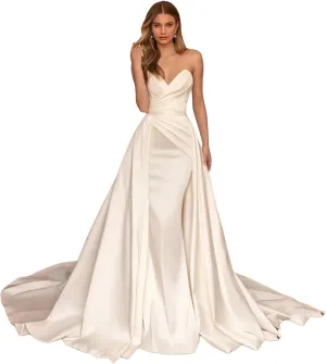 2 Pieces Wedding Dresses for Bride 2024 Off Shoulder Satin Mermaid Bridal Gowns with Train
