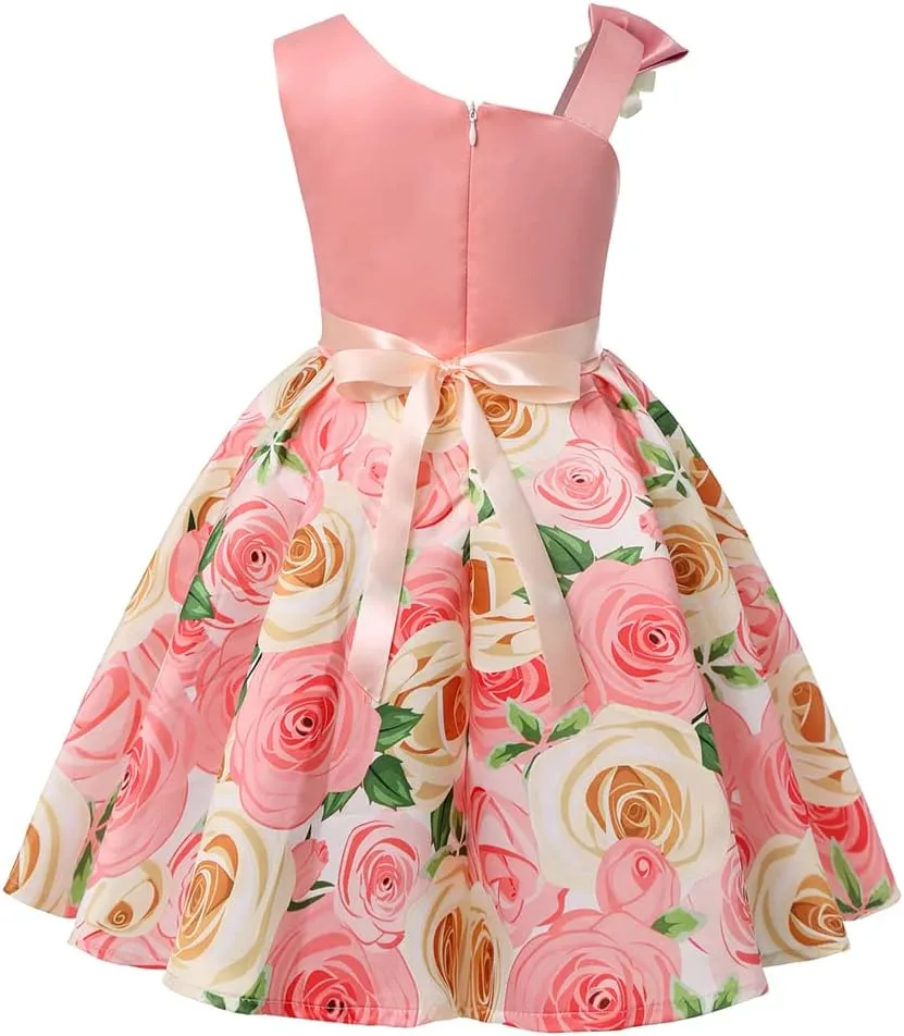 2T-9T Off Shoulder Flower Girls Dress Pageant Party Floral Formal Dresses