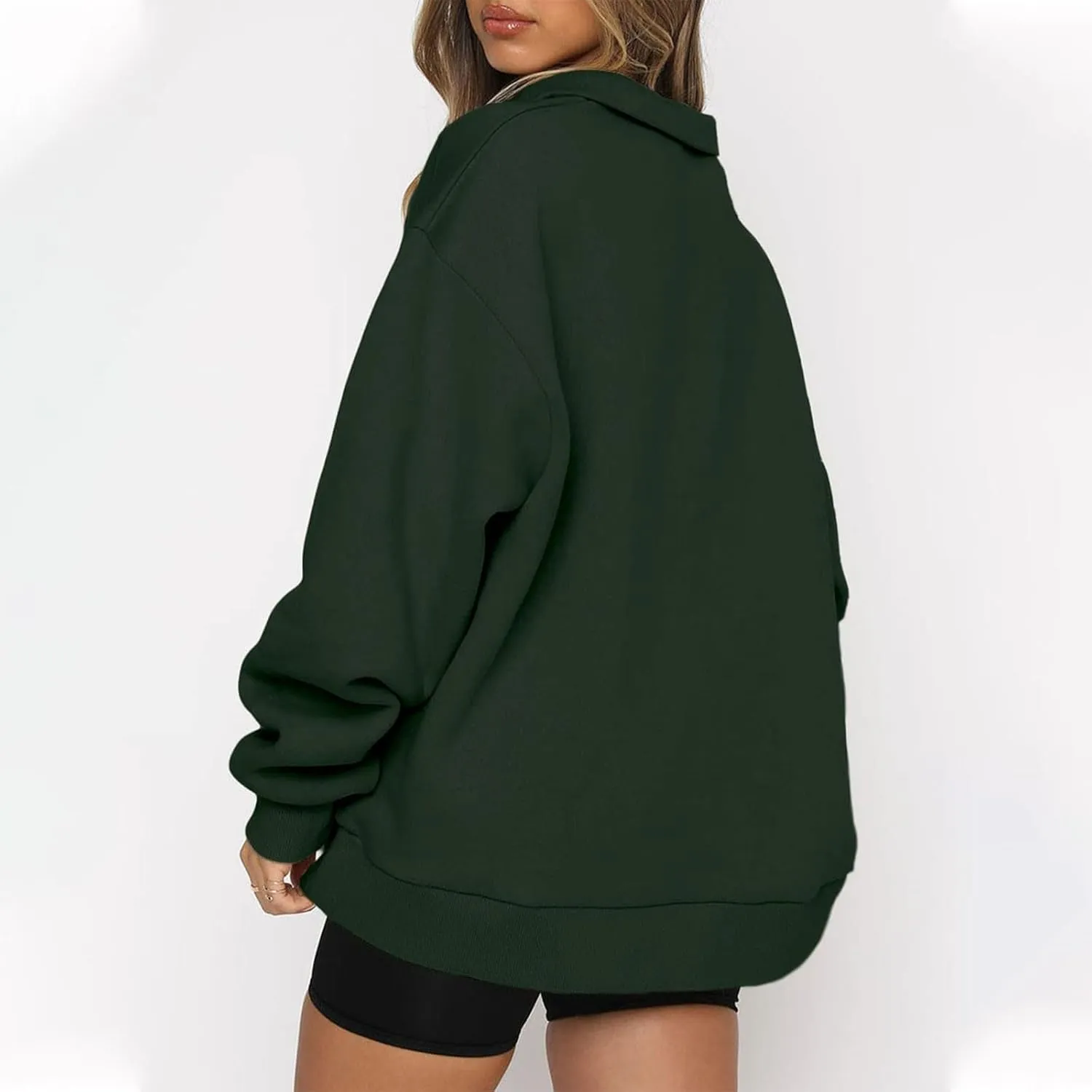 3/4 Zip Pullover Womens Oversized Sweatshirt Comfy Fleece Baggy Sweatshirts Long Sleeve Cute Sweat Shirt Fall Clothes