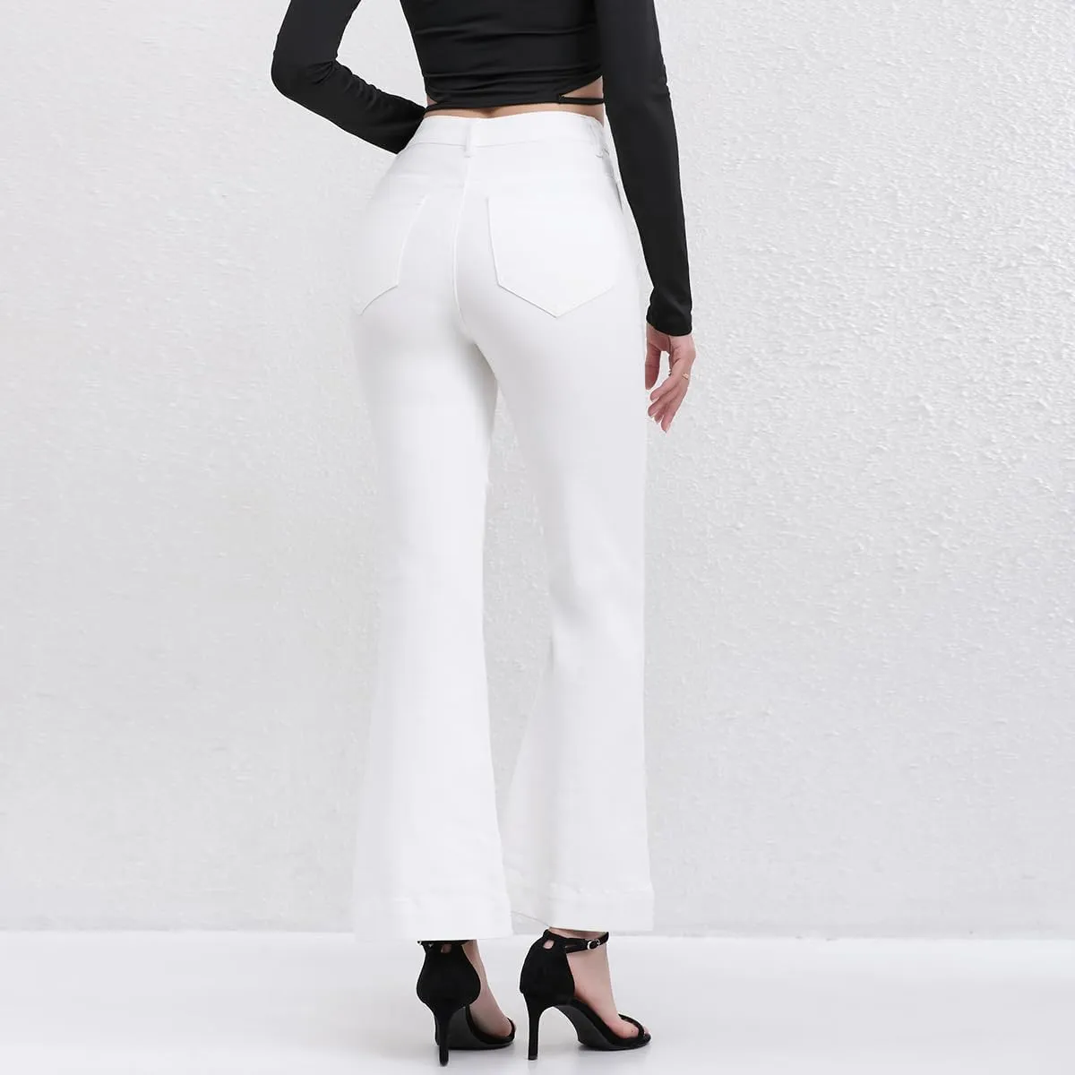 AEJ High Waisted Bootcut Jeans for Women, Stretchy Retro Trendy Flare Bell Bottom Jeans Petite Women's Denim Pants