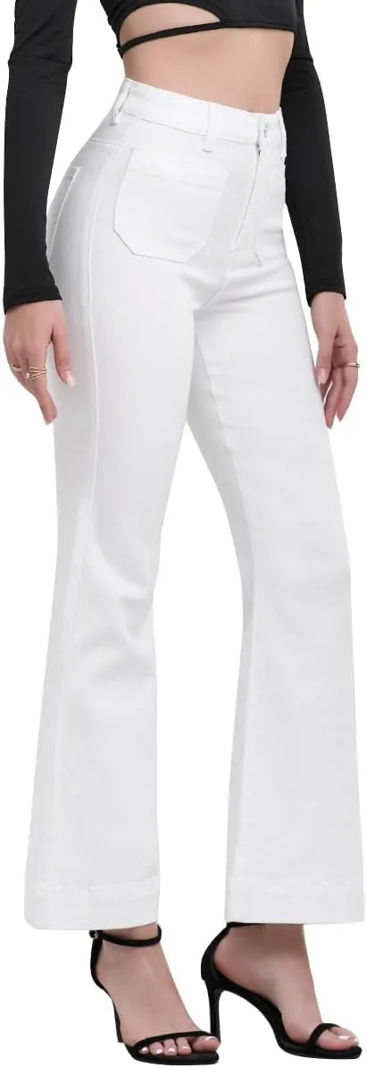 AEJ High Waisted Bootcut Jeans for Women, Stretchy Retro Trendy Flare Bell Bottom Jeans Petite Women's Denim Pants