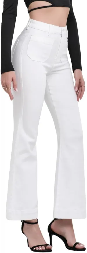 AEJ High Waisted Bootcut Jeans for Women, Stretchy Retro Trendy Flare Bell Bottom Jeans Petite Women's Denim Pants