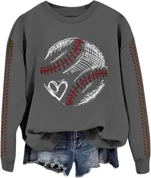 Baseball Sweatshirt for Womens 2025 Long Sleeve Comfy Baseball Shirts Softball Crewneck Blouses Fall Workout Tops