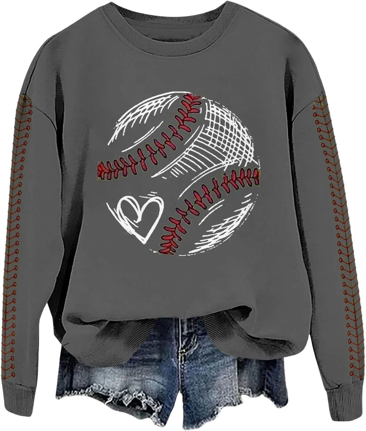 Baseball Sweatshirt for Womens 2025 Long Sleeve Comfy Baseball Shirts Softball Crewneck Blouses Fall Workout Tops