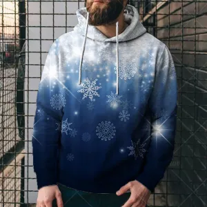 Bengbobar Men's Christmas Hoodies for Men Pullover Xmas Sweatshirts Funny Snowflake Printed Long Sleeve Drawstring Tops