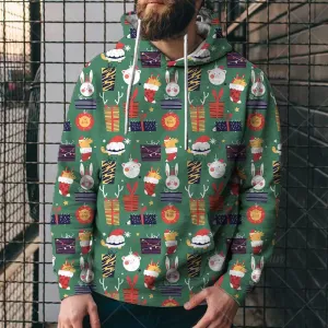 Bengbobar Men's Christmas Hoodies for Men Pullover Xmas Sweatshirts Funny Snowflake Printed Long Sleeve Drawstring Tops