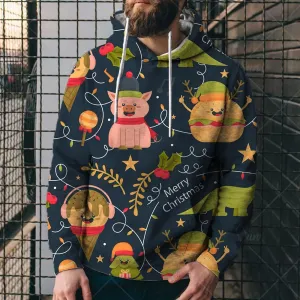 Bengbobar Men's Christmas Hoodies for Men Pullover Xmas Sweatshirts Funny Snowflake Printed Long Sleeve Drawstring Tops