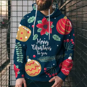 Bengbobar Men's Christmas Hoodies for Men Pullover Xmas Sweatshirts Funny Snowflake Printed Long Sleeve Drawstring Tops