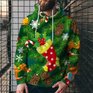 Bengbobar Men's Christmas Hoodies for Men Pullover Xmas Sweatshirts Funny Snowflake Printed Long Sleeve Drawstring Tops