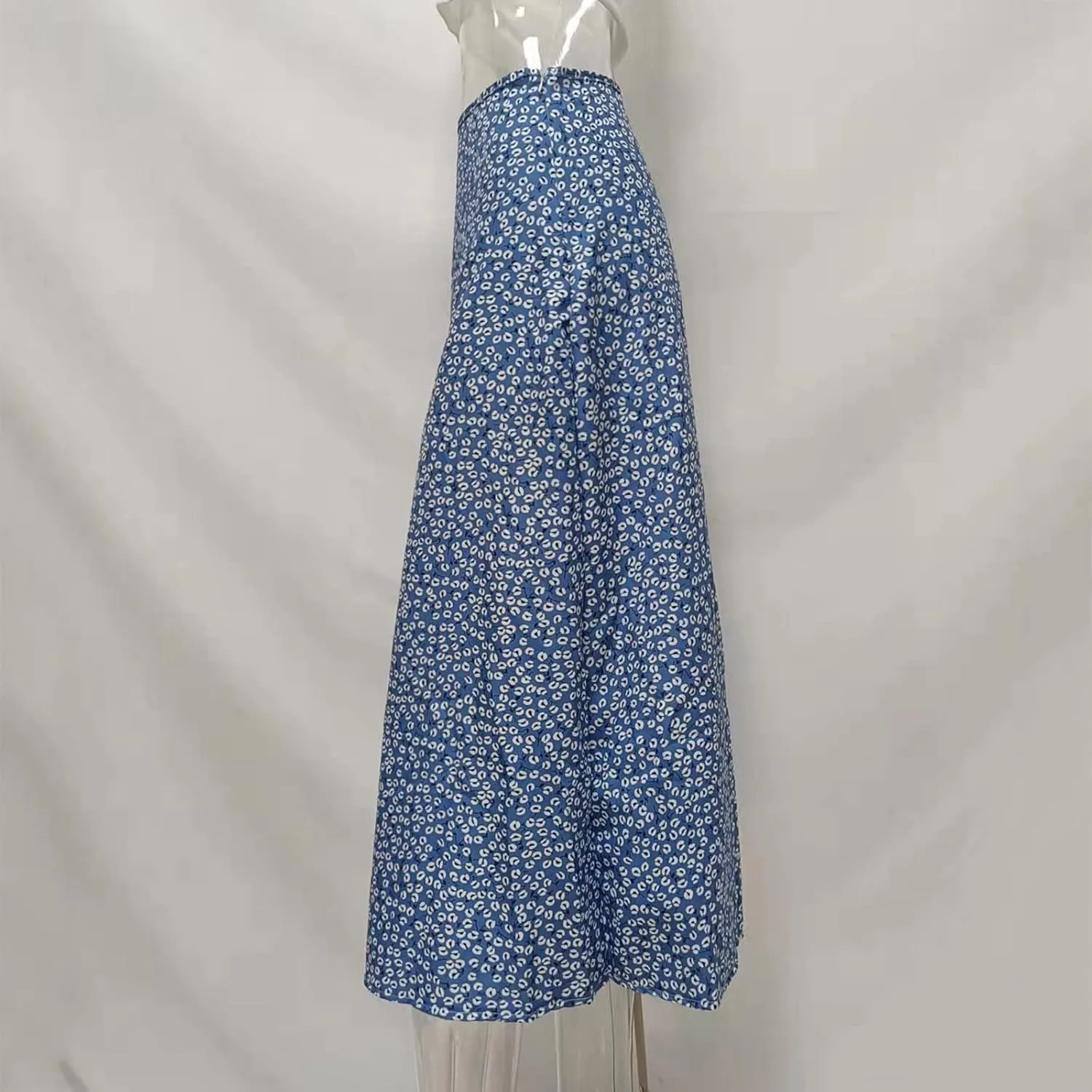Boho Split Skirts for Women Floral Print Thigh Slit Swing High Waist A Line Midi Skirt Sexy Flared Summer Beach Skirt