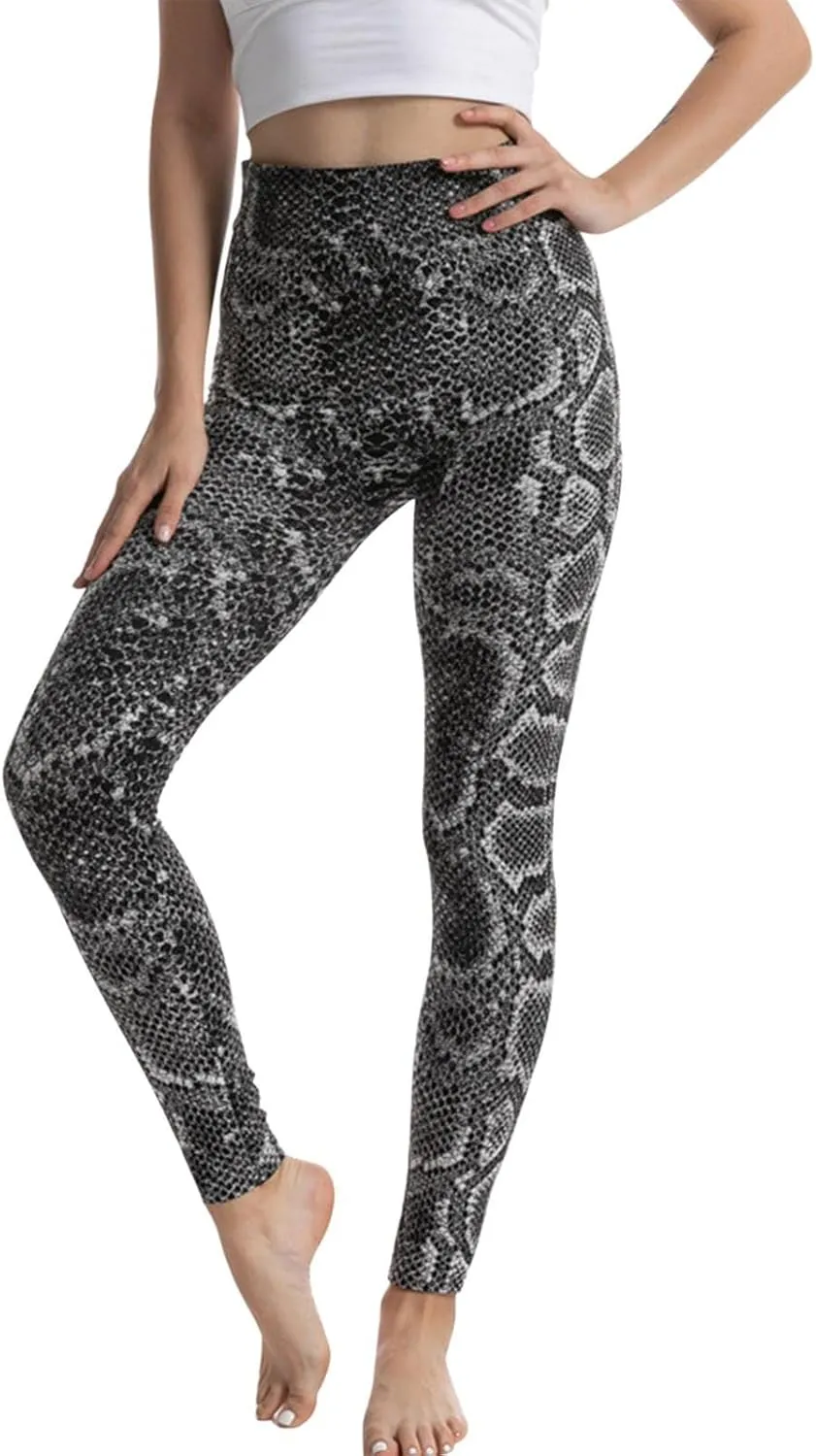 Casual Leggings for Women High Waist Printed Tummy Control Butt Lifting Pants Slimming Workout Compression Athletic Tights