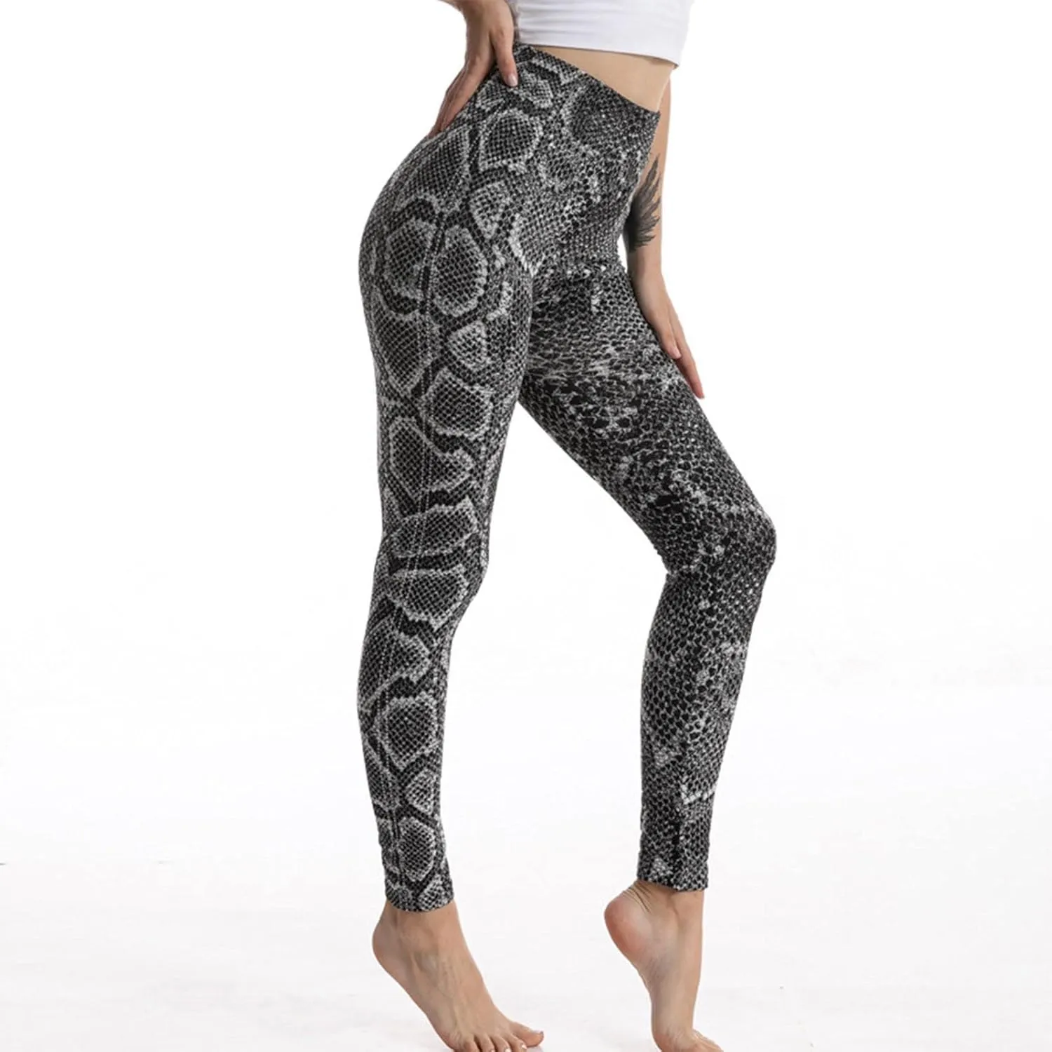 Casual Leggings for Women High Waist Printed Tummy Control Butt Lifting Pants Slimming Workout Compression Athletic Tights
