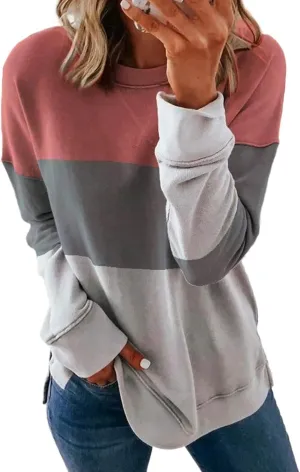 Ceboyel Womens Striped Pullover Sweatshirts Crewneck Tie Dye Shirts Long Sleeve Blouses Tops Loose Fit Fashion Clothes 2023