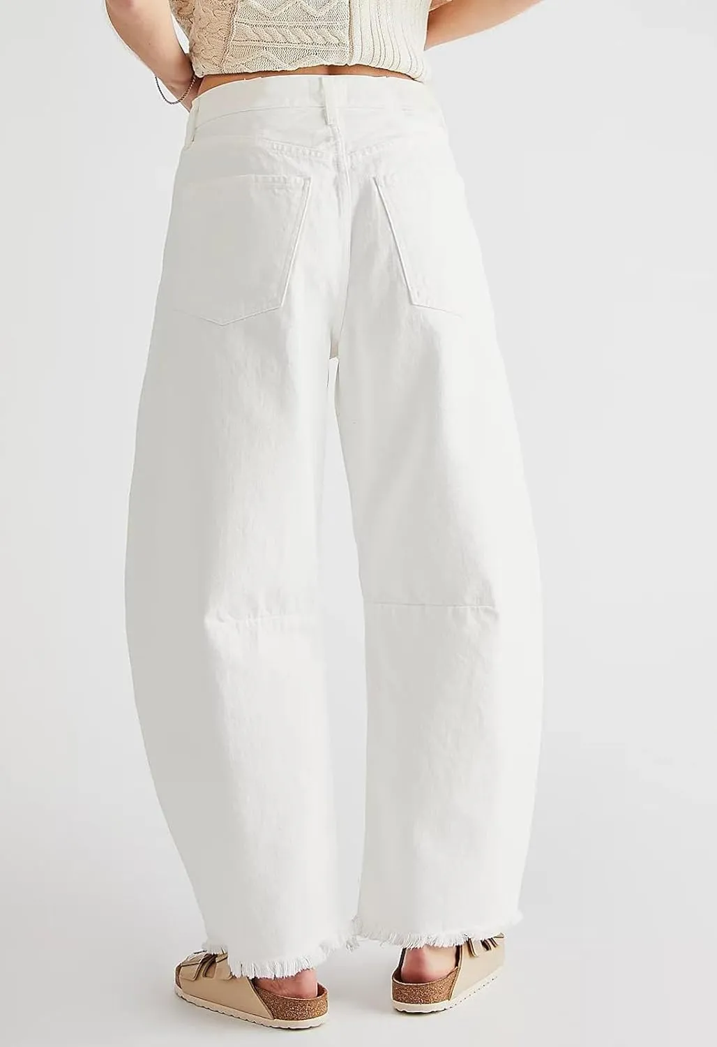 CHARTOU Women Barrel Jeans Distressed Boyfriend Baggy Jeans High Waist Wide Leg Jeans Y2k Ripped Harem Pants