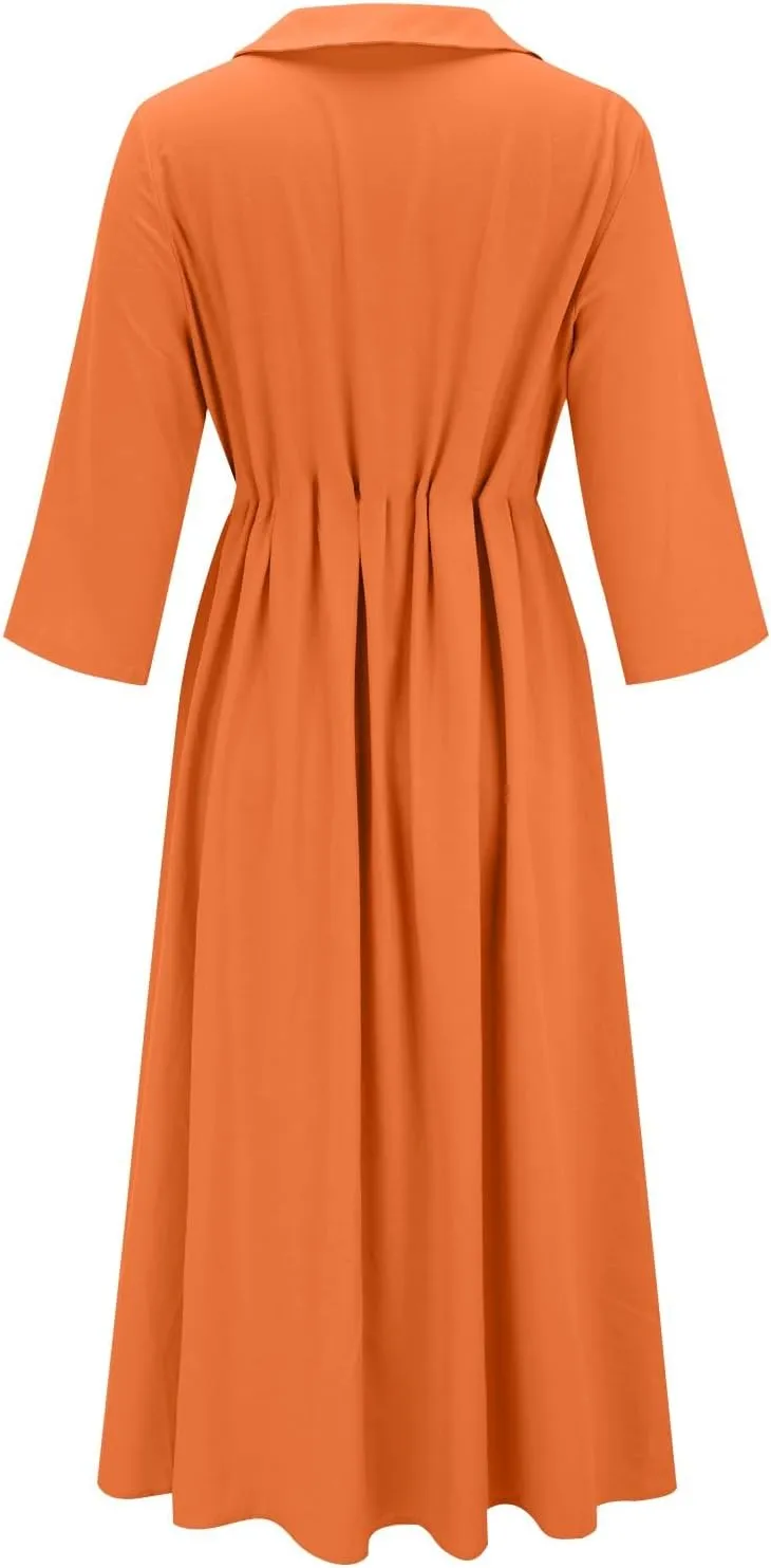 Cotton Linen Dresses for Women 2025 Casual Summer Sleeveless Button Down Dresses Loose Fit Turn Down Neck Sundress