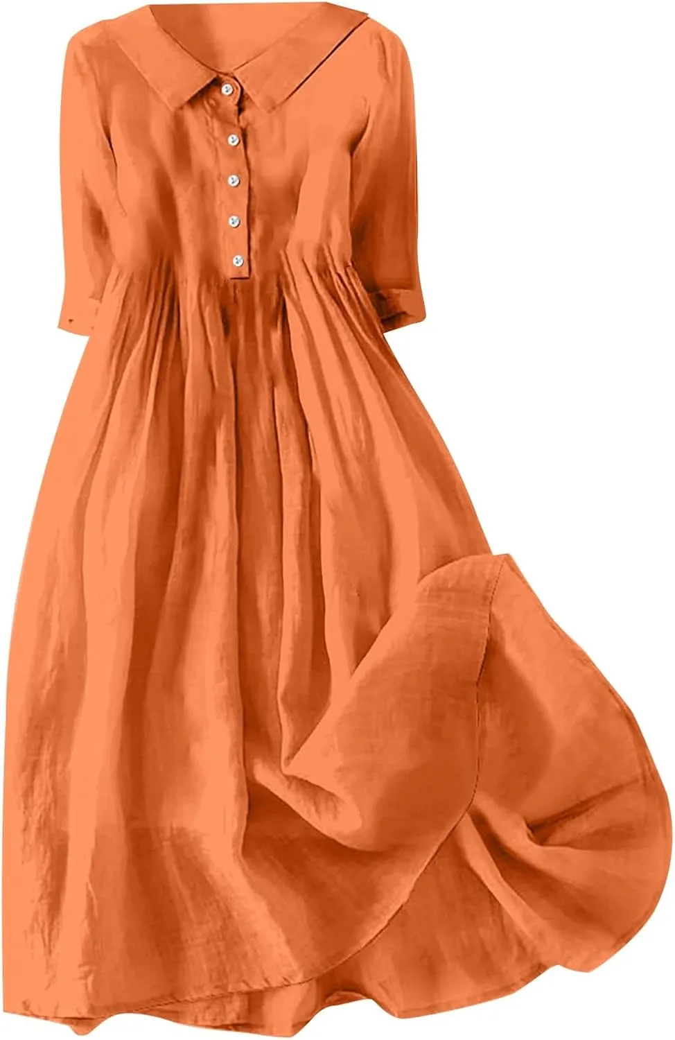 Cotton Linen Dresses for Women 2025 Casual Summer Sleeveless Button Down Dresses Loose Fit Turn Down Neck Sundress