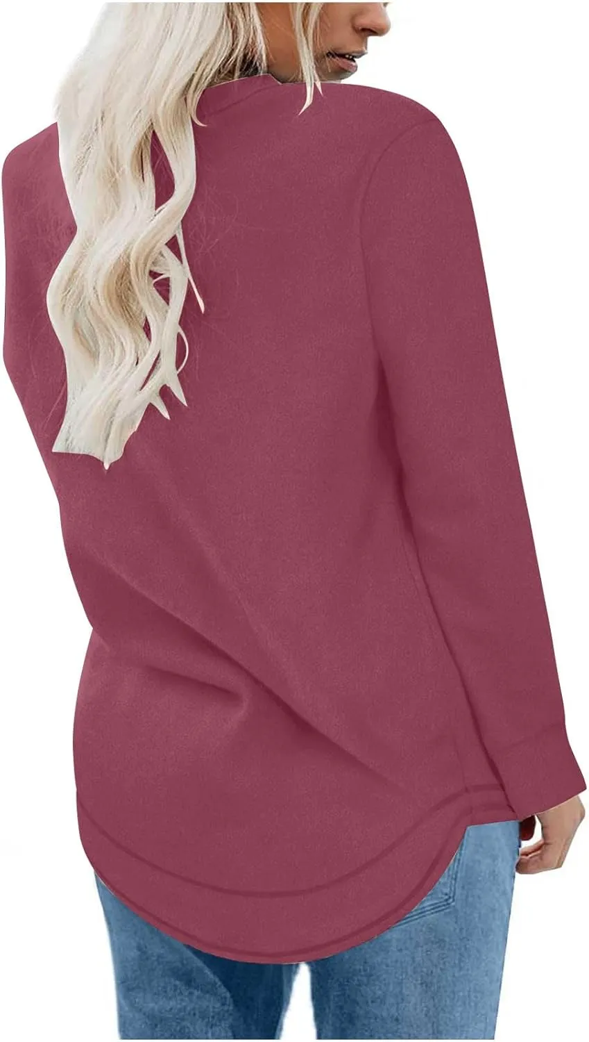Crewneck Sweatshirt for Women Casual Long Sleeve Solid Color Pullover Tops Trendy Fleece 2024 Fashion Fall Tunic Tops