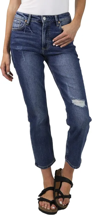 DEAR JOHN Jodi Women's Jeans Straight Leg High Rise Cropped Inseam