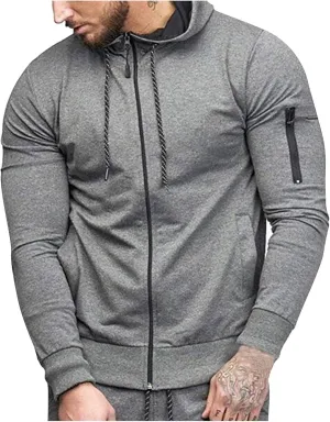 DuDubaby Men's Casual Camouflage Sports Sweatshirt Long Sleeve Zipper Hooded Jacket Coat