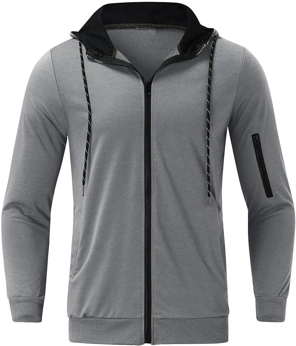 DuDubaby Men's Casual Camouflage Sports Sweatshirt Long Sleeve Zipper Hooded Jacket Coat