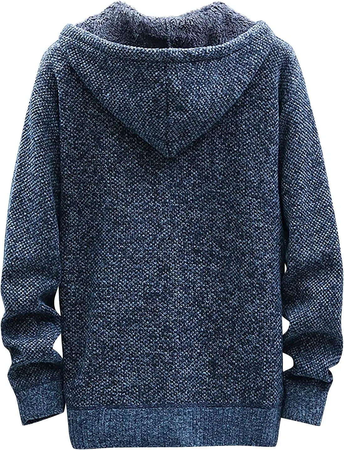 DuDubaby Men's Fall And Winter Casual Sweater Jacket Warm Knit Sweater Hooded Hoodie