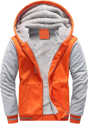 DuDubaby Men's Pullover Winter Workout Fleece Hoodie Jackets Full Zip Wool Warm Thick Coats