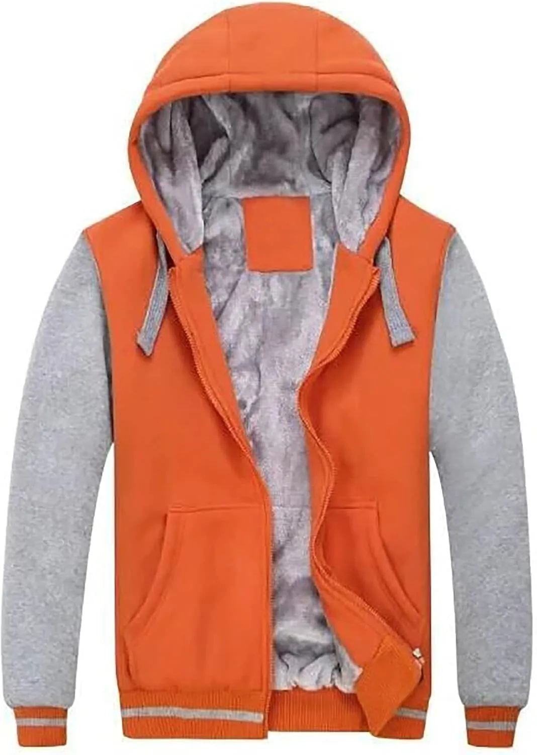 DuDubaby Men's Pullover Winter Workout Fleece Hoodie Jackets Full Zip Wool Warm Thick Coats