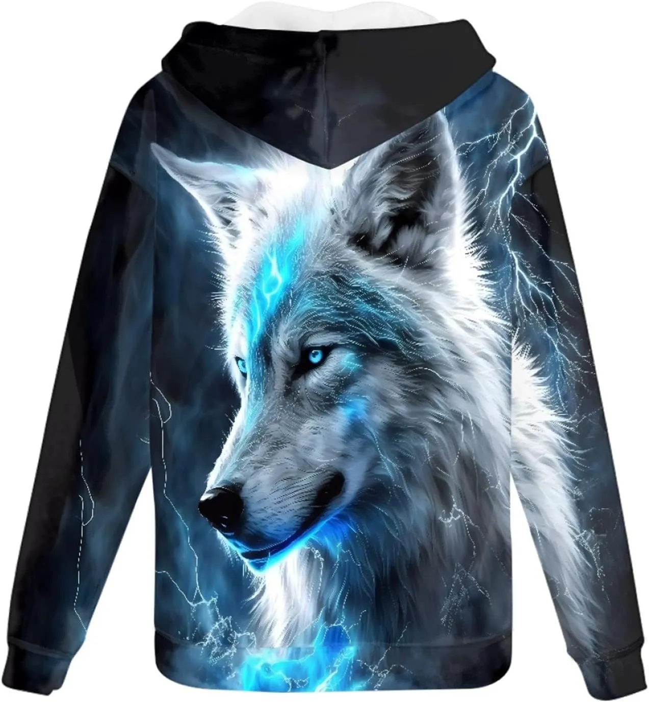 ENLACHIC Men's Cool Wolf Galaxy 3D Printed Zip up Hoodie Pullover Hooded Sweatshirt Hoodies with Pockets