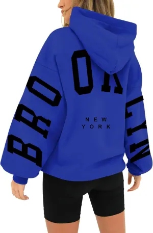 Fall Clothes 2024 Trendy Outfits Letter Printed Hoodie V Neck Fleece Sweatshirts Oversized Sweatshirt for Women
