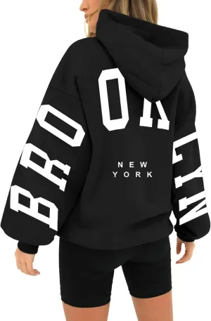 Fall Clothes 2024 Trendy Outfits Letter Printed Hoodie V Neck Fleece Sweatshirts Oversized Sweatshirt for Women