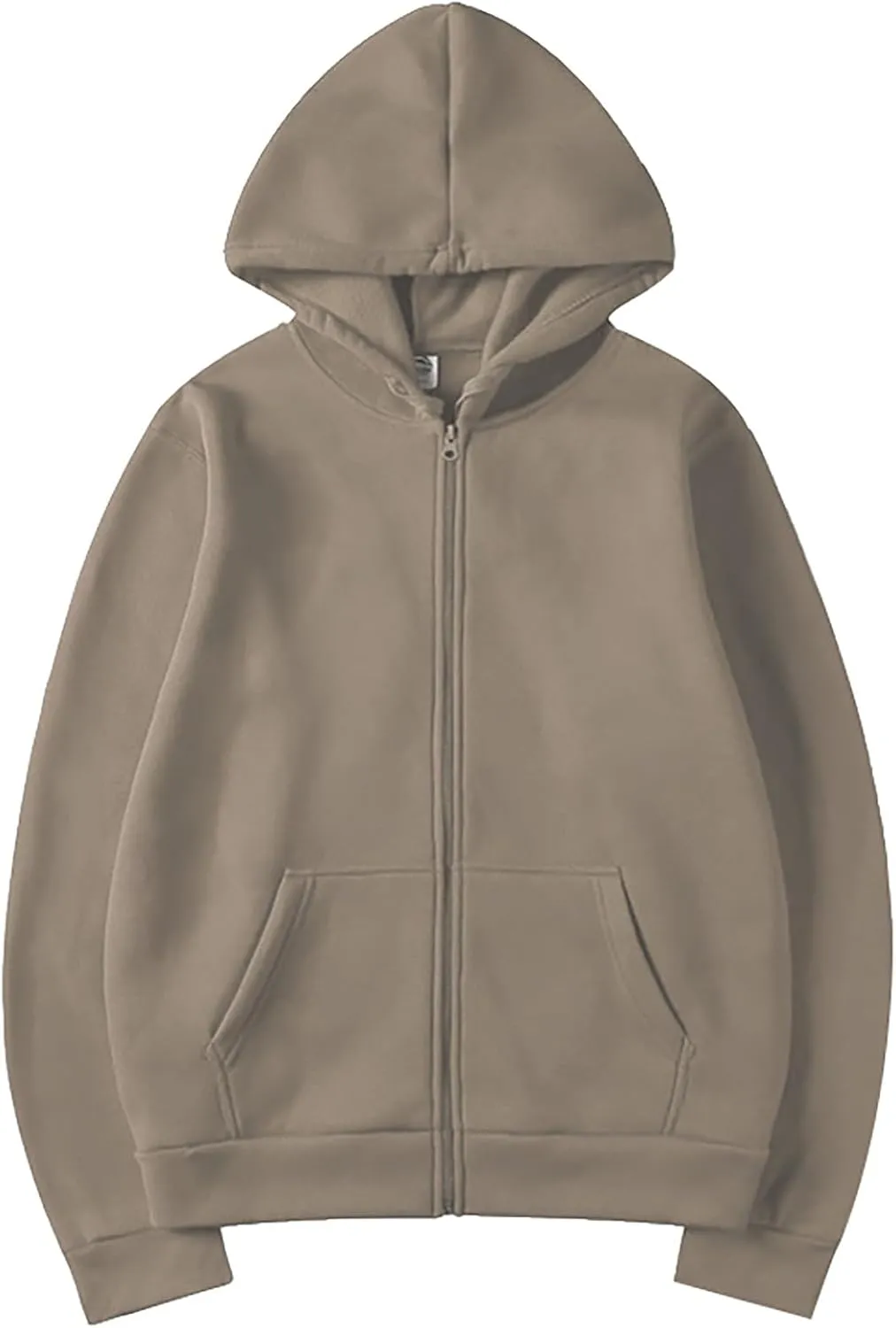 Fall Hooded Jacket for Men Casual Zipper Long Sleeve Sherpa Coat Outdoor Windproof Loose Thermal Outwear with Pocket
