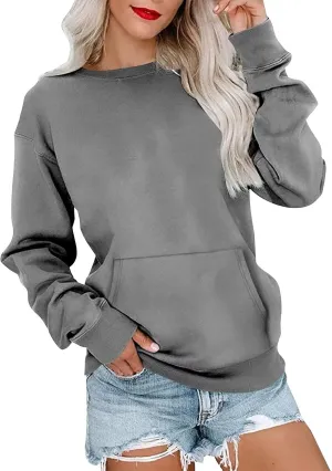 fanmpghleoo Oversized Crewneck Sweatshirt Women Fleece Lined Drop Shoulder Sweatshirts No Hood Trendy Comfy Workout Hoodie
