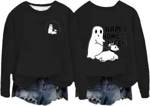 Fashion Hoodies for Women Halloween Prined Hooded Thick Warm Long Sleeve Pullover Loose Fit Sweatshirt Joggers Hoodie
