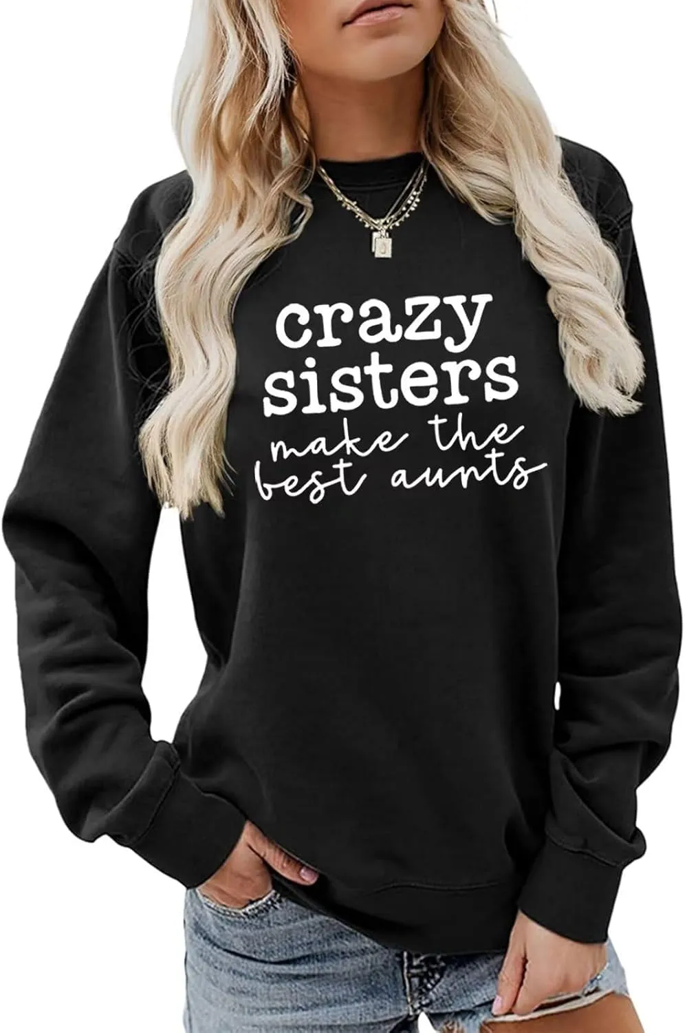 Fashion Sweatshirt for Women Funny Letter Print Regular Fit Long Sleeve Crewneck Pullovers Lightweight Hoodless Tops