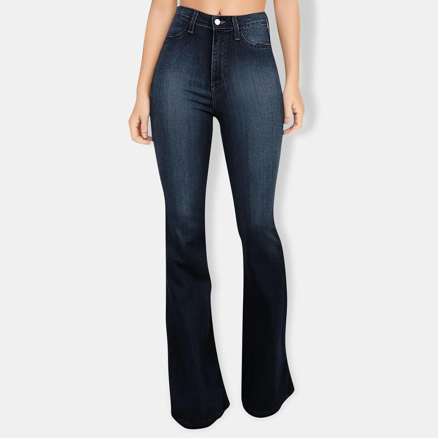 Flare Jeans for Women Summer Casual Stretch High Waist Skinny Pull On Bell Bottom Cocktail Denim Jeans with Pockets