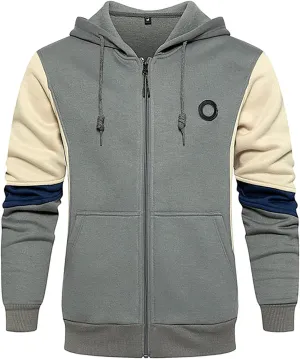Fleece Lined Hoodie For Mens Casual Camouflage Sports Sweatshirt Long Sleeve Zipper Hooded Jacket Coat