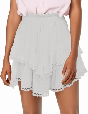 Flowy Shorts for Women Casual Boho Mini Skirts for Women High Waisted Ruffled Tiered Tennis Skorts Cute Pleated Crochet