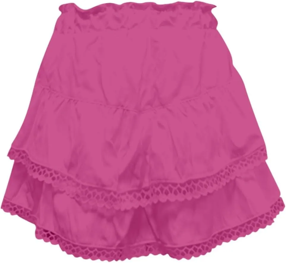 Flowy Shorts for Women Casual Boho Pleated Crochet Mini Skirts for Women High Waisted Ruffled Tiered Tennis Skorts Cute
