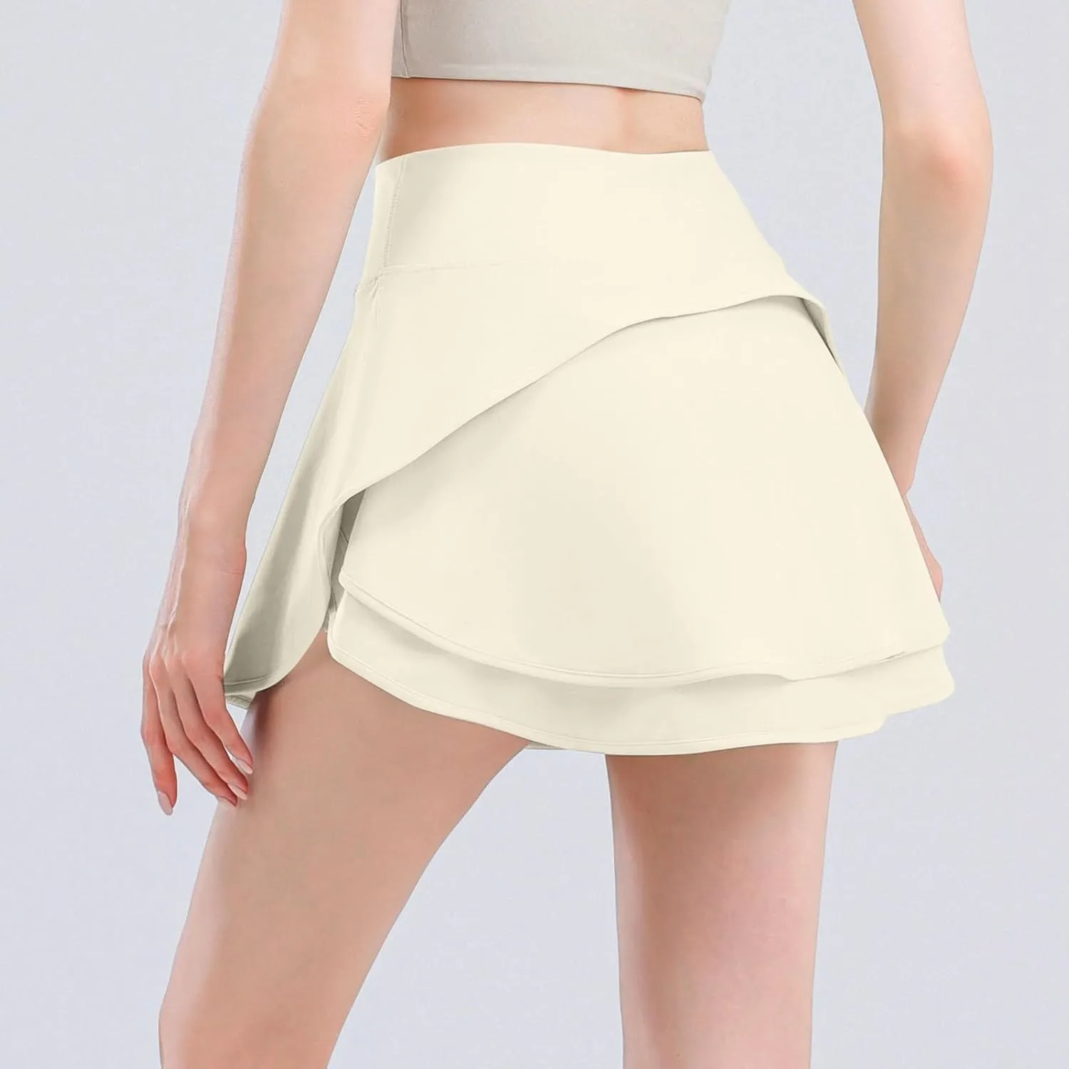 Flowy Shorts for Women Casual Boho Ruffle Cute Summer Y2k High Waist Stretchy a Line Pleated Casual Skater Skirt