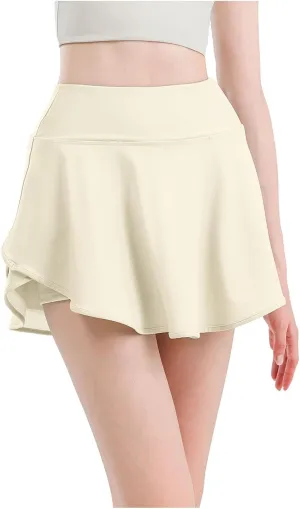 Flowy Shorts for Women Casual Boho Ruffle Cute Summer Y2k High Waist Stretchy a Line Pleated Casual Skater Skirt