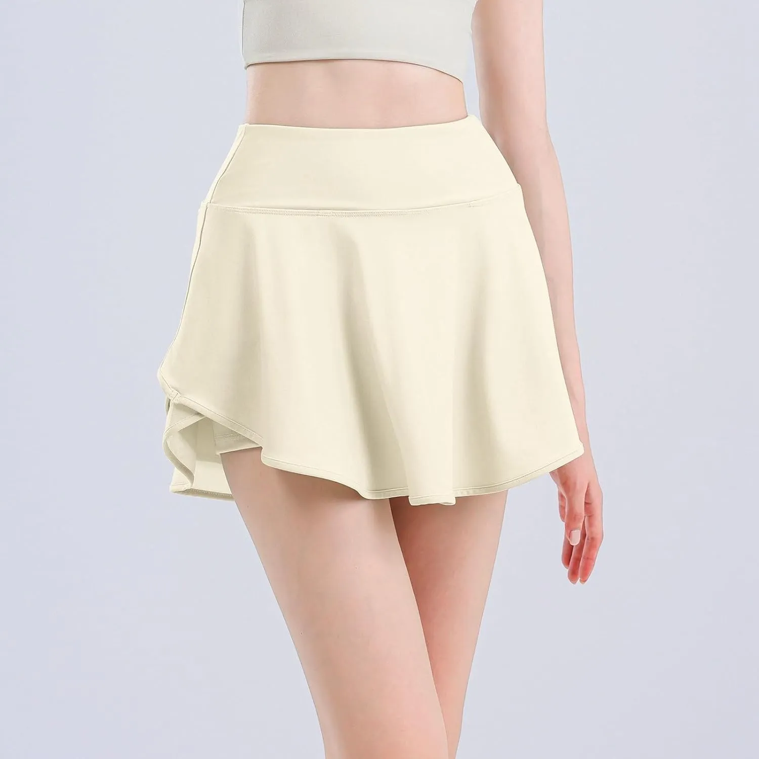 Flowy Shorts for Women Casual Boho Ruffle Cute Summer Y2k High Waist Stretchy a Line Pleated Casual Skater Skirt