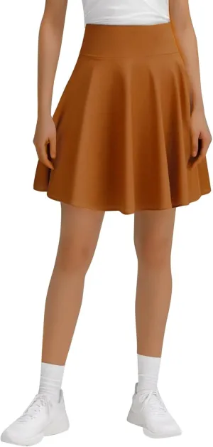 Flowy Skirts for Women Summer Casual High Elastic Waist Tummy Control Trendy Pleated Sports Yoga Running Midi Skirts