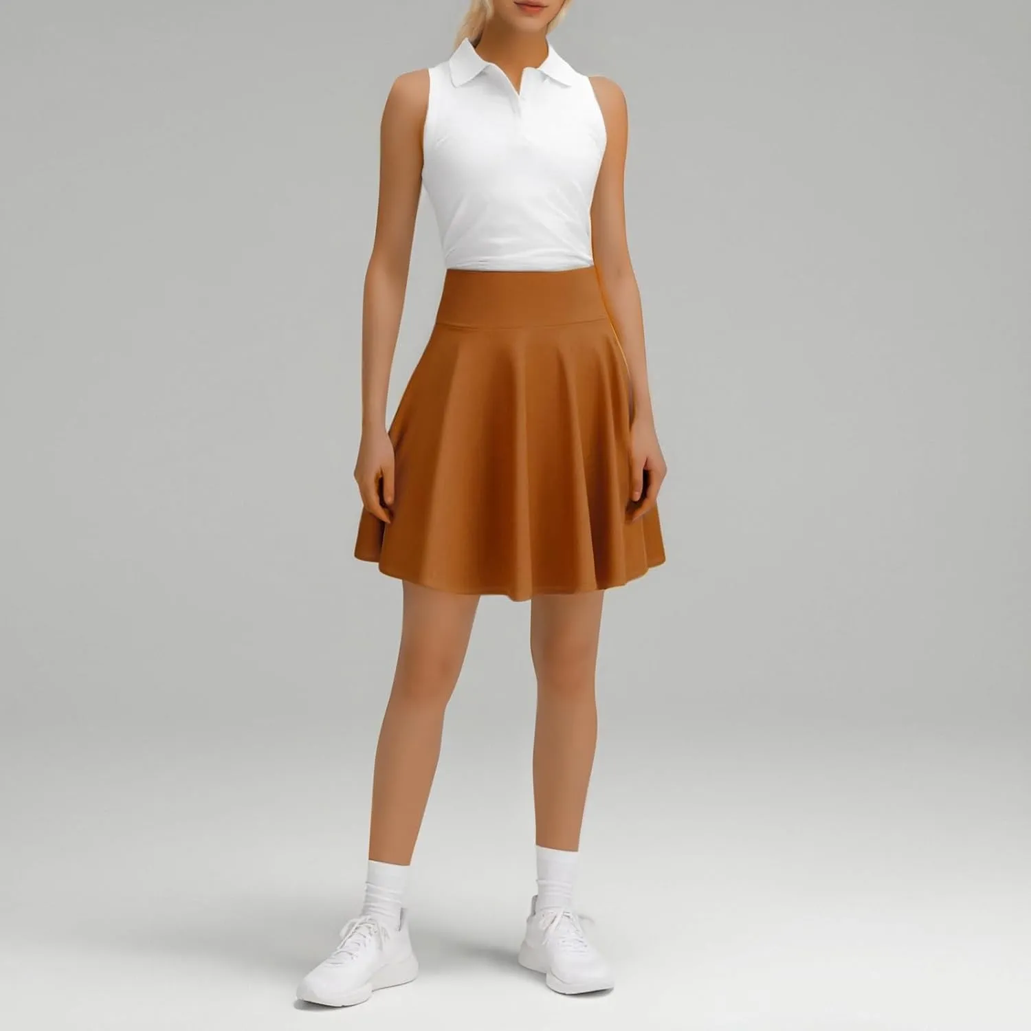 Flowy Skirts for Women Summer Casual High Elastic Waist Tummy Control Trendy Pleated Sports Yoga Running Midi Skirts