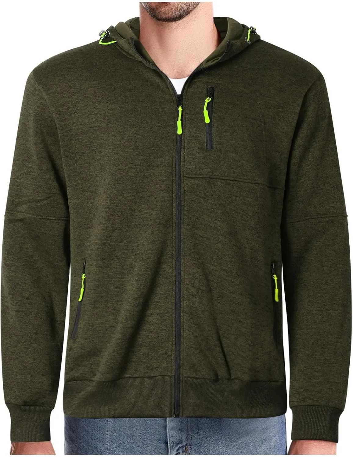 Fxbar Men Hoodies Casual Coat for Men with Zip Pockets Full Zip Long Sleeve Sweatshirt Sports Hooded Jacket with Pockets