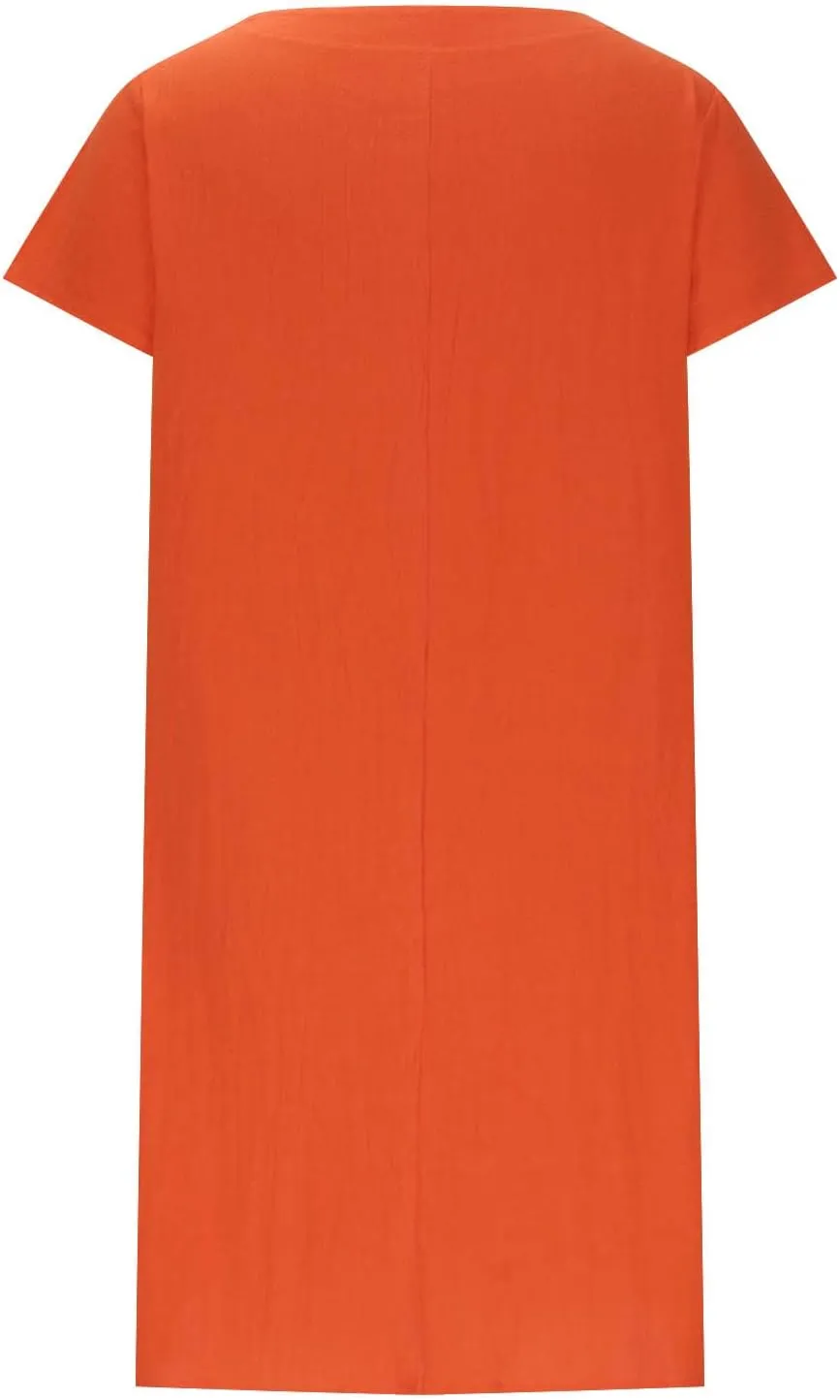 FZYLQY Linen Dress for Womens Spring/Summer Dresses 2024 Lightweight Short Sleeve Tunic Casual Loose Comfy Plus Size Sundress