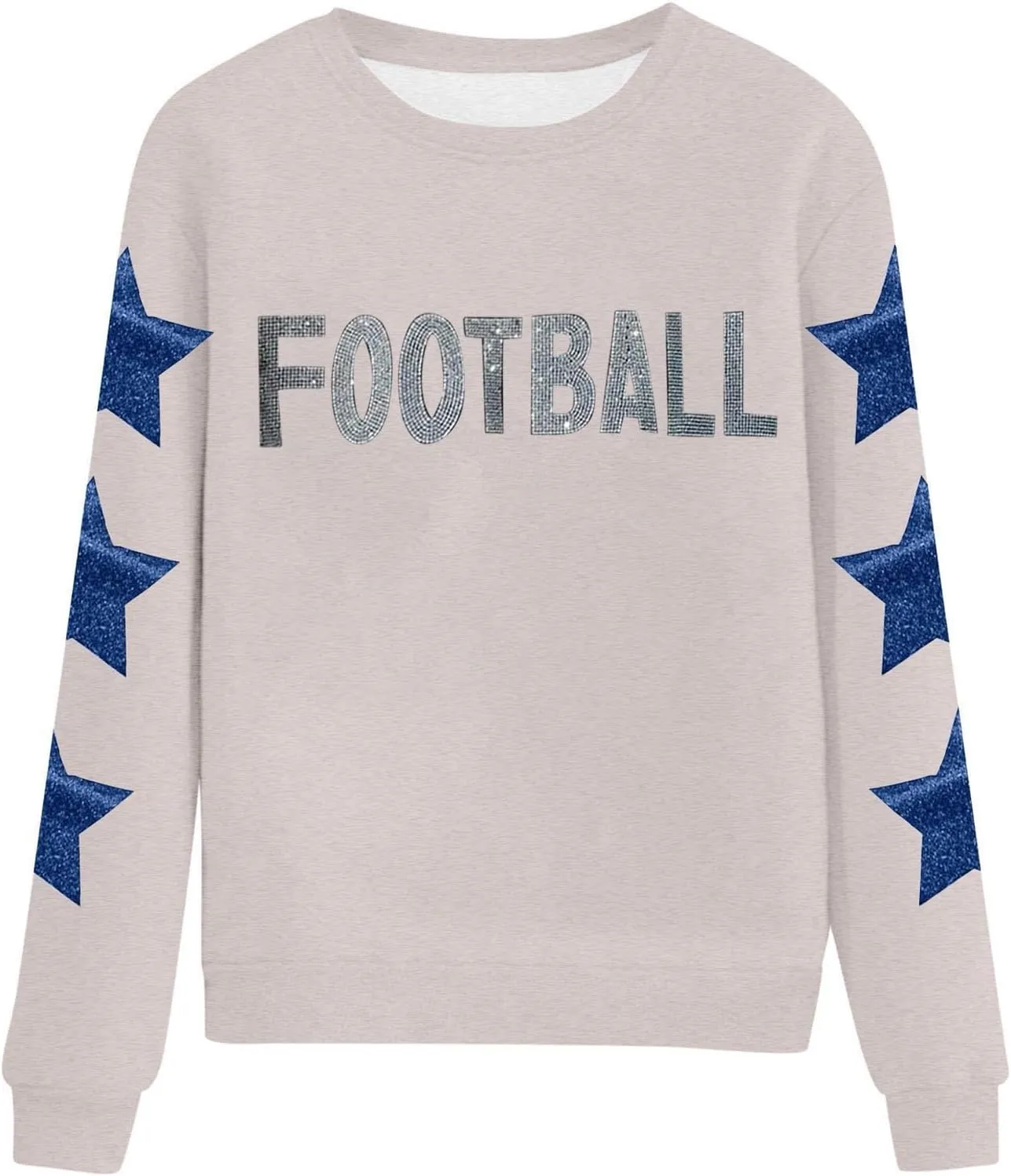 Game Day Sweatshirt for Women Ladies' Round Neck Long Sleeved Printed Solid Football Game Day Shirt