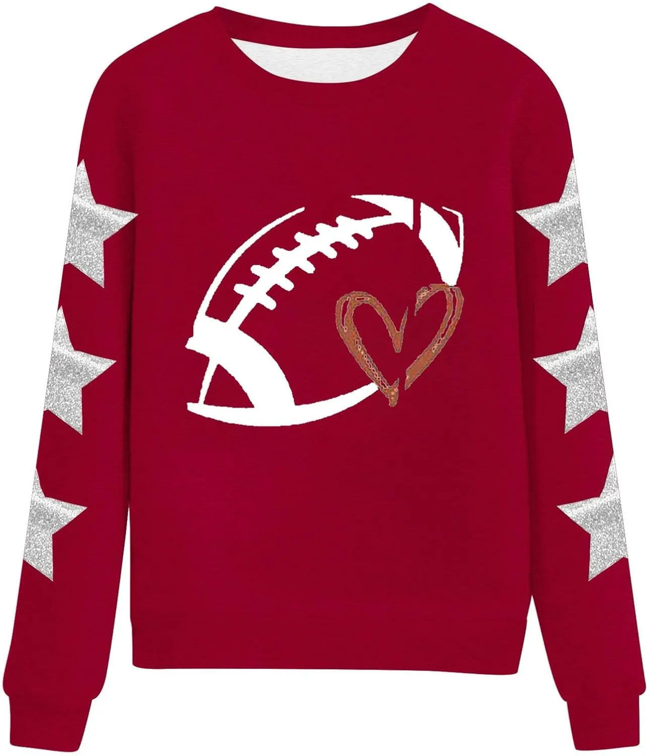 Game Day Weekend Tops Ladies' Round Neck Long Sleeved Printed Solid Color Hoodie Football Game Day
