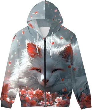 GLUDEAR Men's 3D Printed Cool Wolf Hoodie Novelty Full Zip Sweatshirt Pullover Hoodies XS-5XL