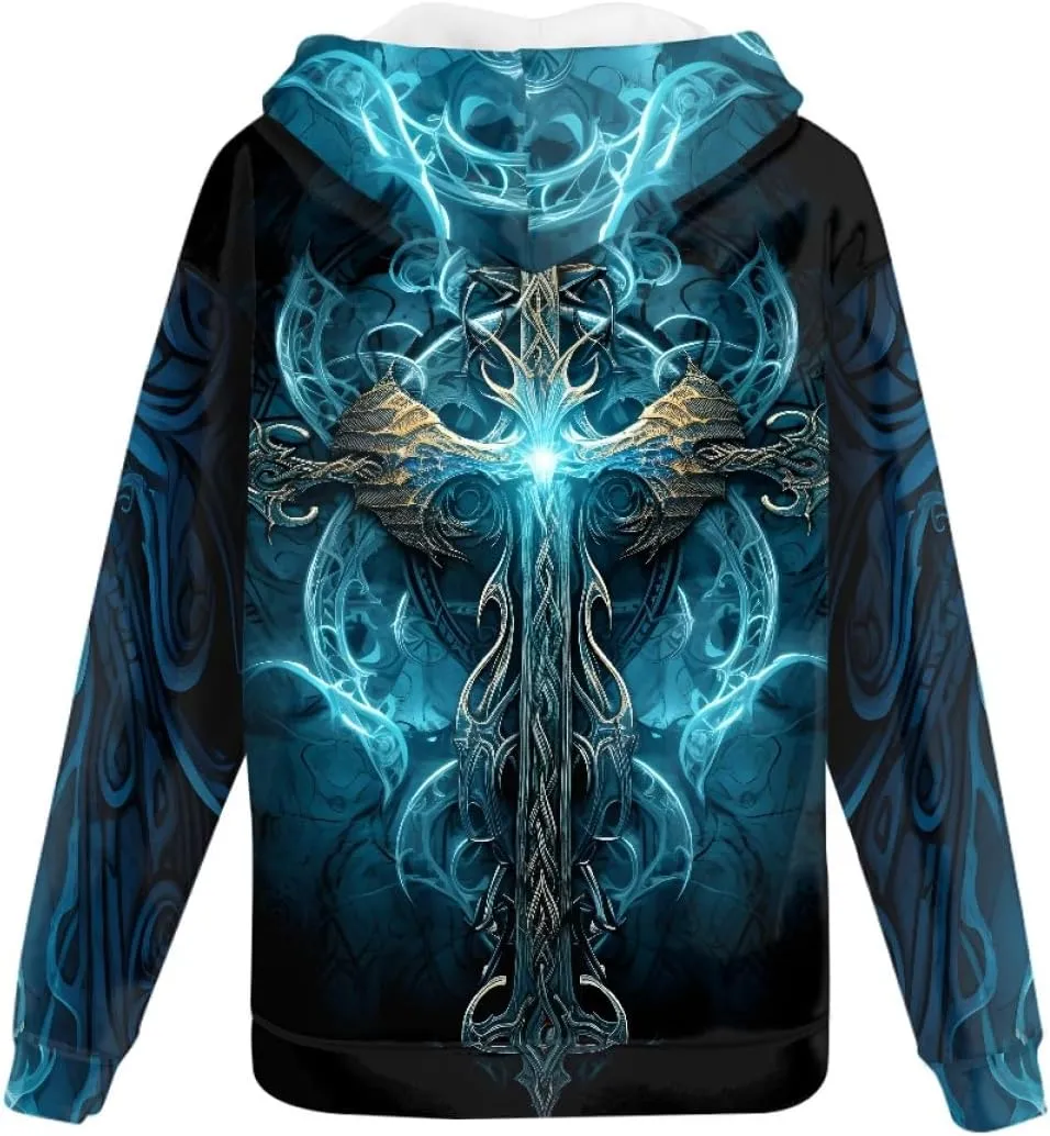 GLUDEAR Men's 3D Printed Cool Wolf Hoodie Novelty Full Zip Sweatshirt Pullover Hoodies XS-5XL